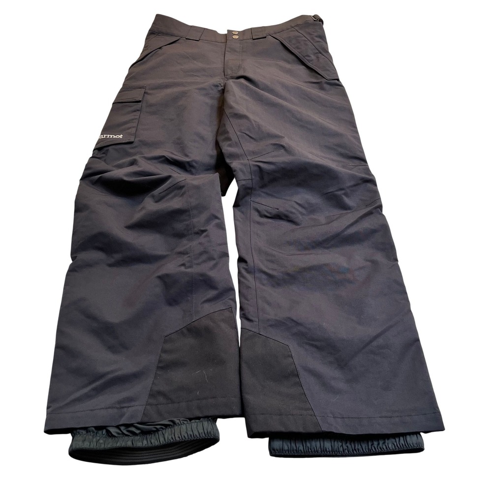 Marmot Mens Black Snoblast Pants Cargo Ski Snowboard Adjustable Waist Medium